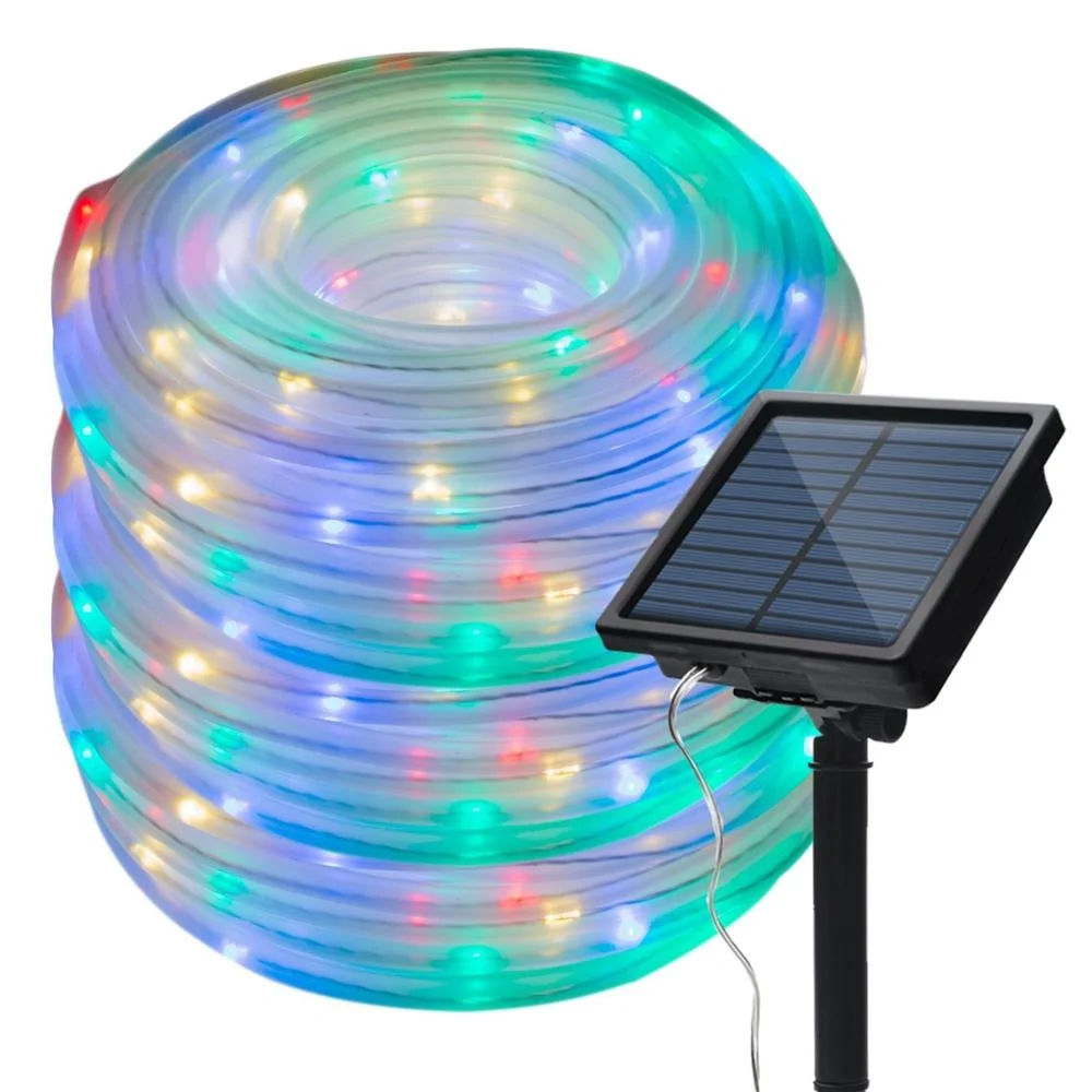 10M Waterproof PVC Rope Solar String Lights with 8 Model Solar Panel for 10hrs Festive Decoration lamp