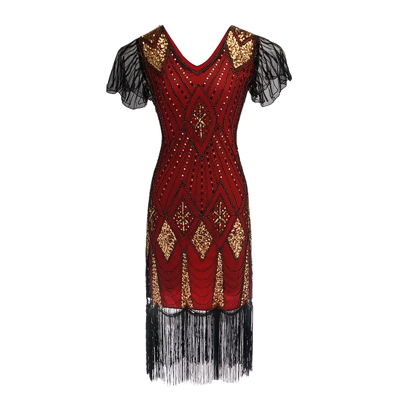 Coldker Ladies 20s 1920s Roaring Flapper Costume Sequin Gatsby Black Blue Fancy Dress