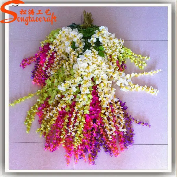 Садовая шелковая ткань искусственный цветок глицинии из стекловолокна большие наружные искусственные ветки для украшения