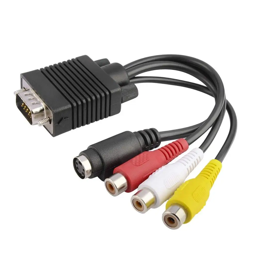 Computer Cables Yoton New VGA SVGA to S-Video 3 RCA AV TV Out Cable Adapter Converter PC Computer Laptop 17Aug18 Cable Length: Other 