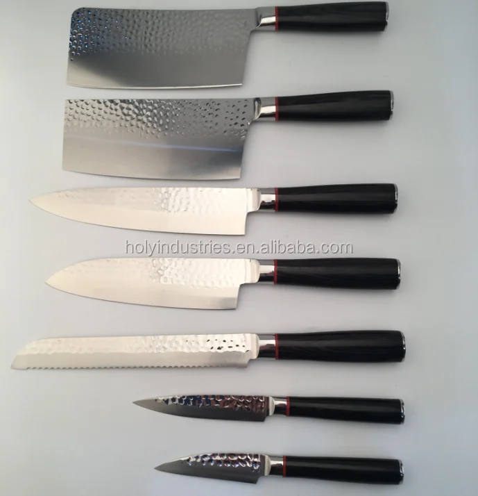 7 Pcs Wooden Handle Chef Knife Set,Stainless Steel Kitchen Knife Set