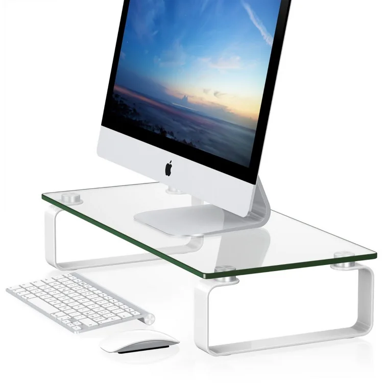 Adjustable Glass Computer Monitor Riser Stand