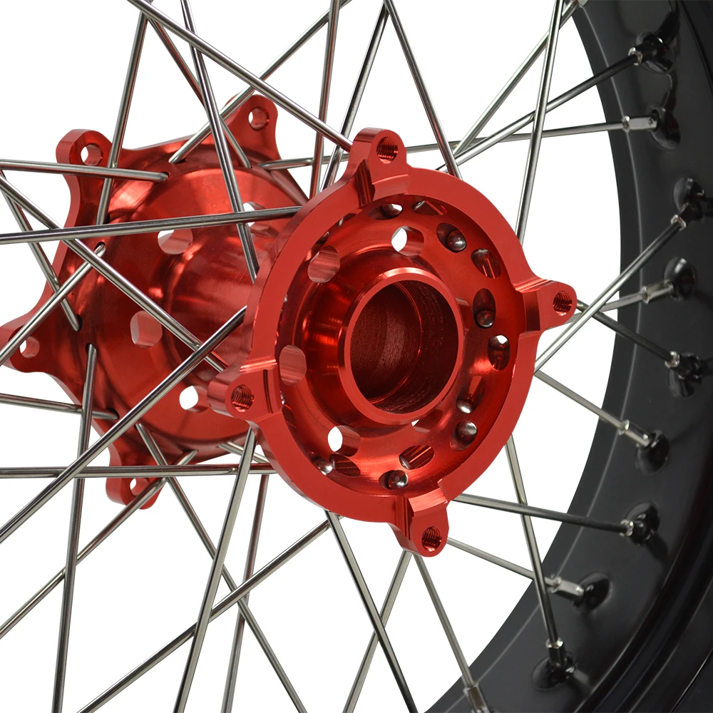 JS Racing Wheels CRF Supermoto 17"  Wheels Black Rim Red Hub