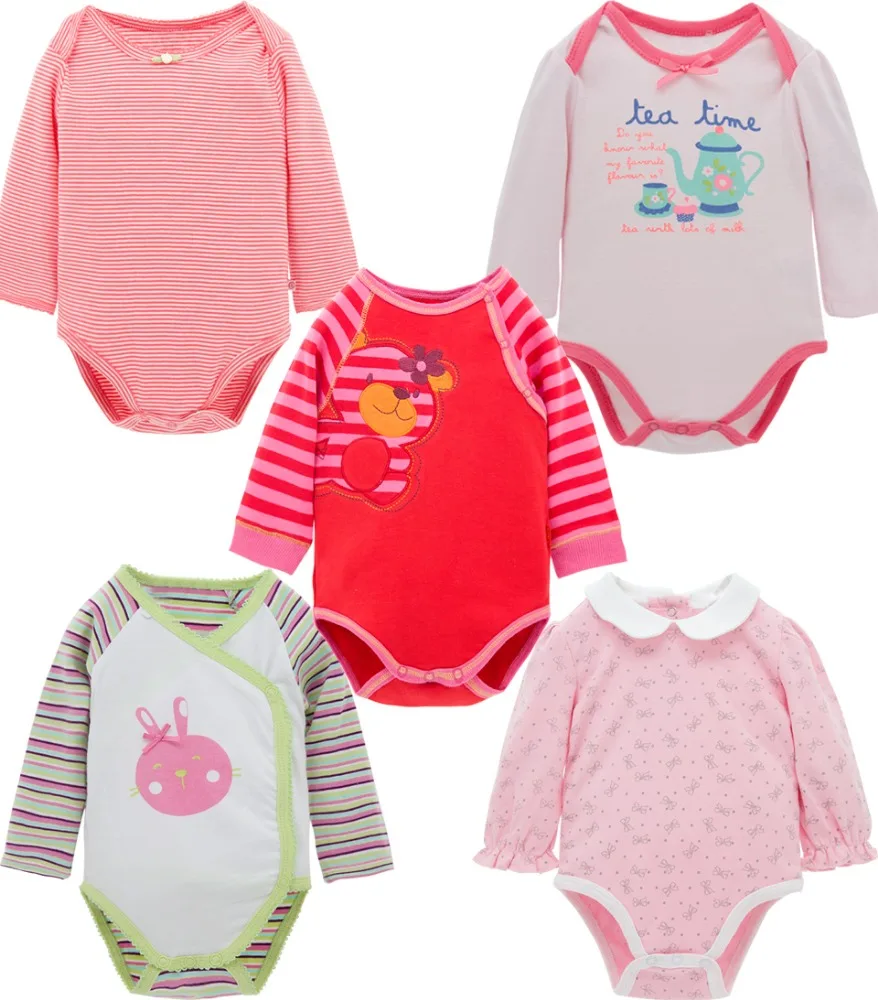 Бесплатный образец, высококачественное красочное боди с круглым вырезом и длинным рукавом для новорожденных, оптовая продажа