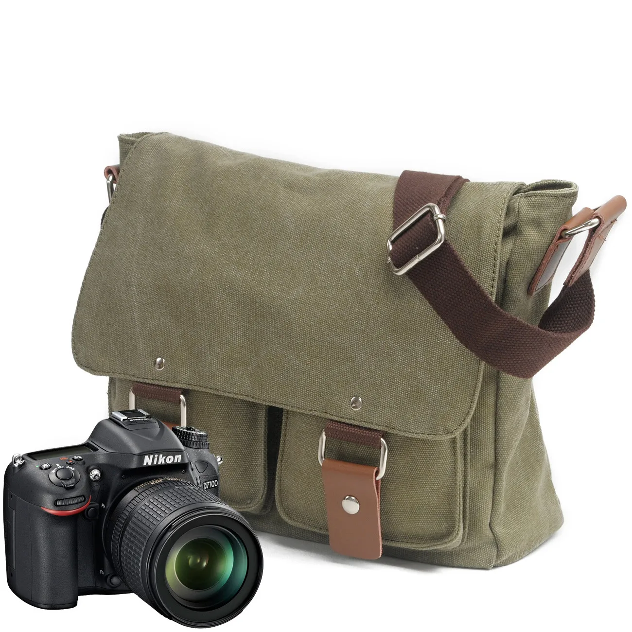 Retro Soft Canvas Mens Shoulder Sling Dslr Camera Bag