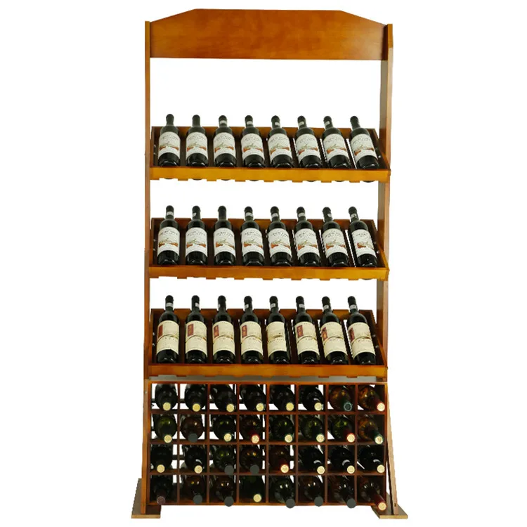 Custom Retail Wood Wine Display Stand Wine Rack Supermarket