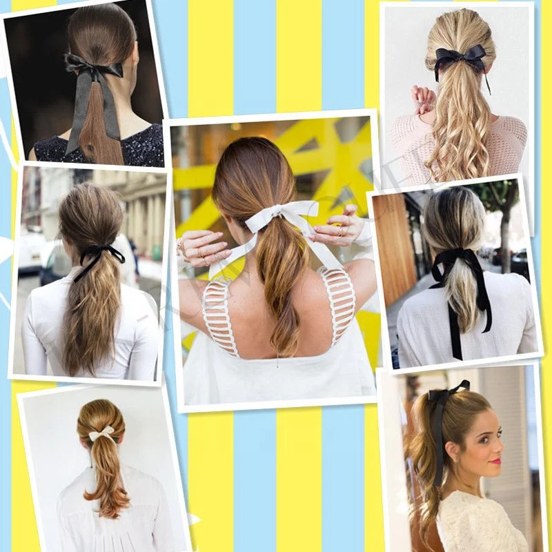 Темные черные прямые человеческие волосы для конского хвоста