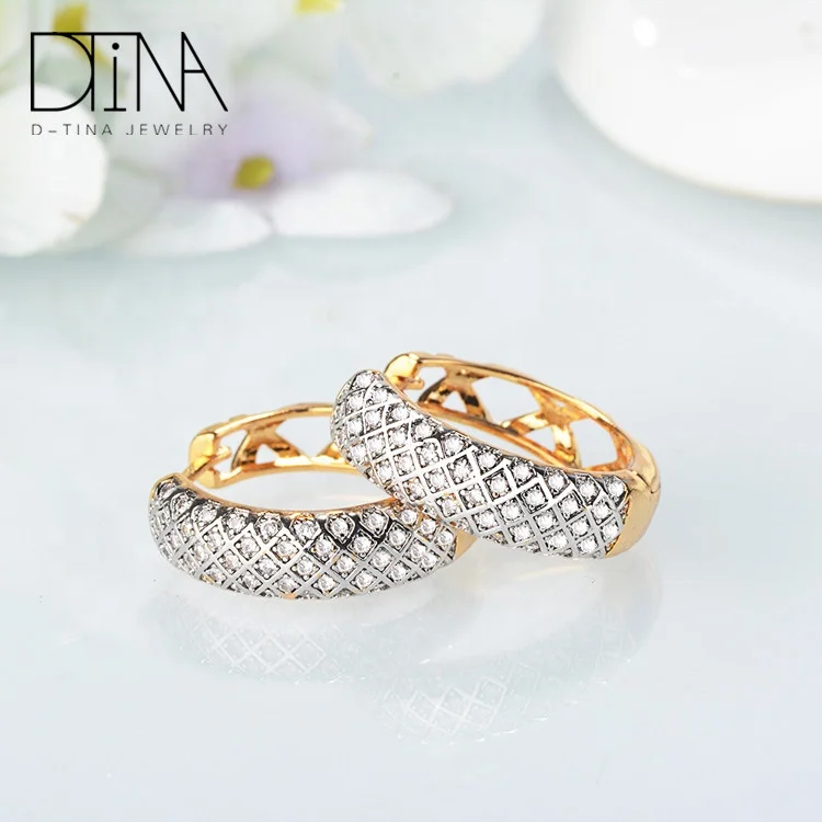 DTINA Romania Custom Gold Plated Clear Stone Earrings for Girls