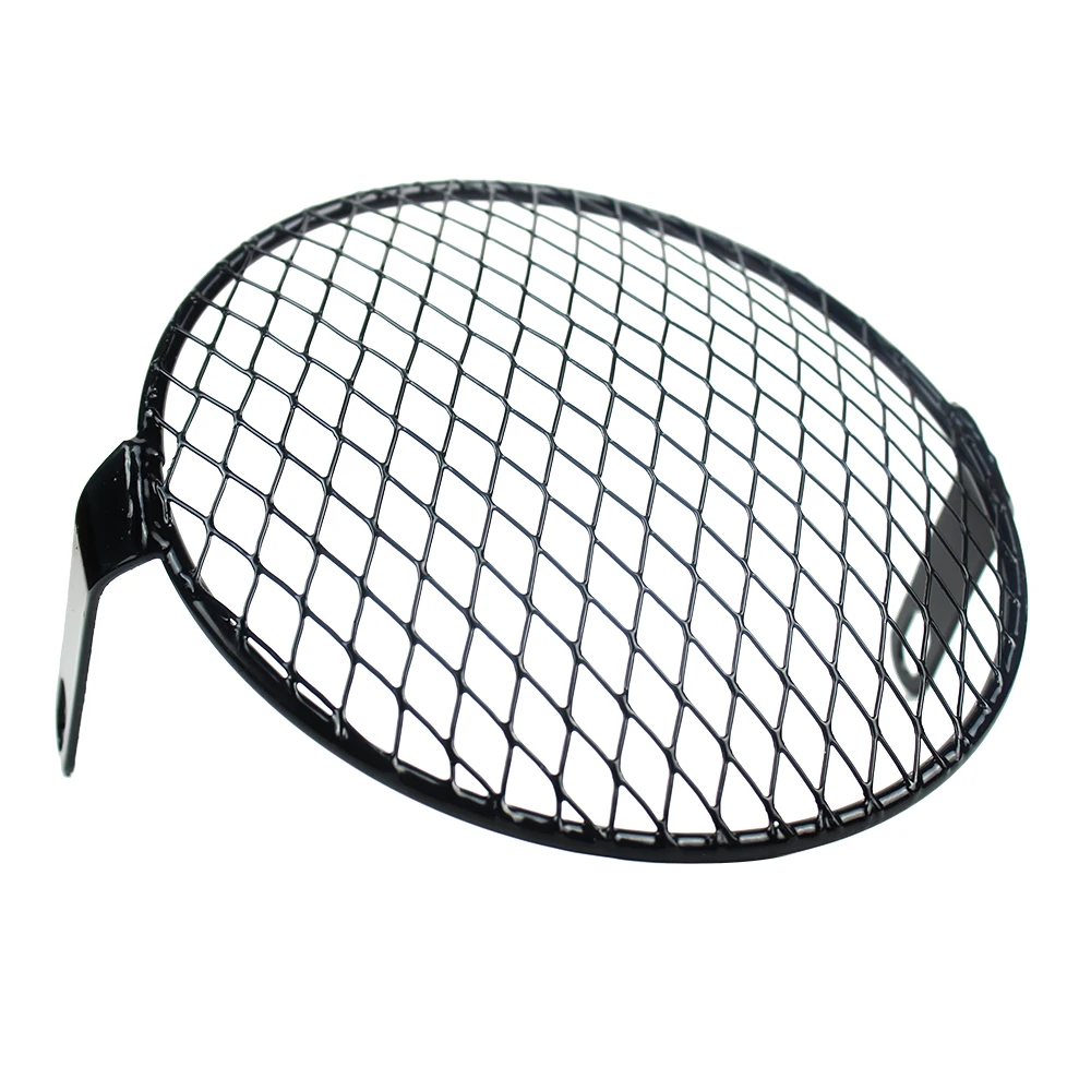 Motorcycle Headlight 7'' Metal Mesh Grill Mask Protector Guard Side Mount Cover 