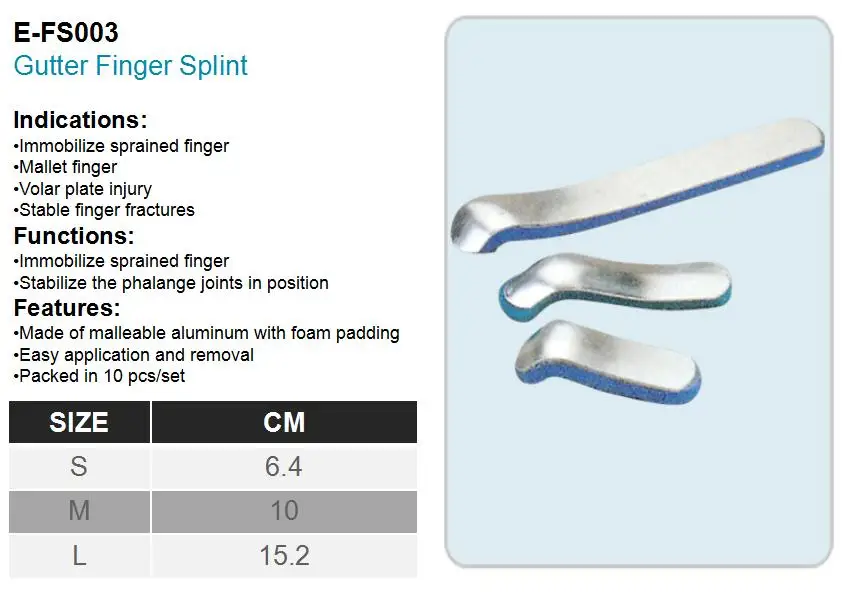 Elife Efs003 Sprained Immobilizer Gutter Finger Splint For Fracture