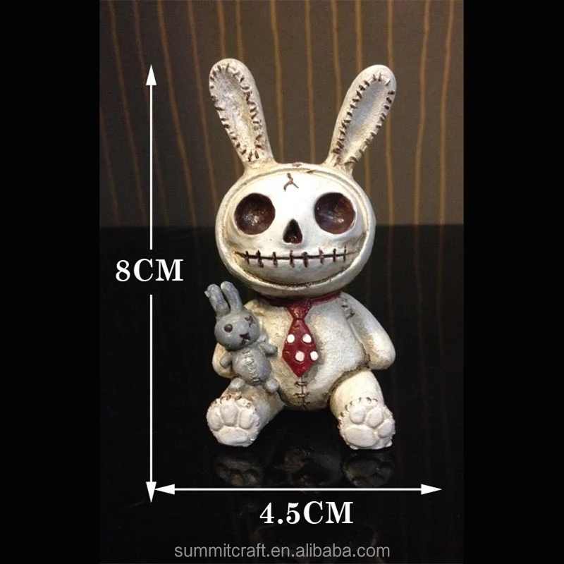 カスタムレジン製のかわいい不気味なオタク風ウサギの頭蓋骨の漫画