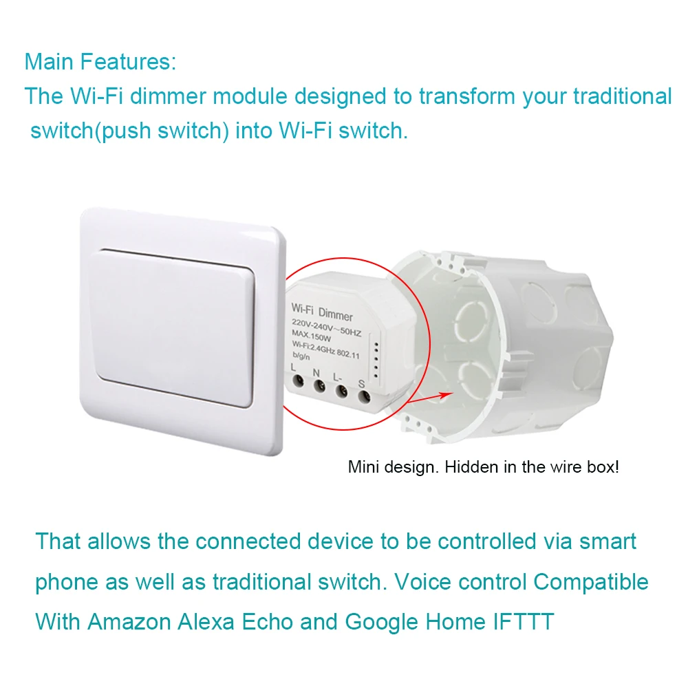 Smart Life light triac Dimmer 220V-240V 150W wifi Timer Switch