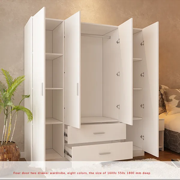 Modern Four Door and Two Drawer Bedroom Wardrobe Designs
