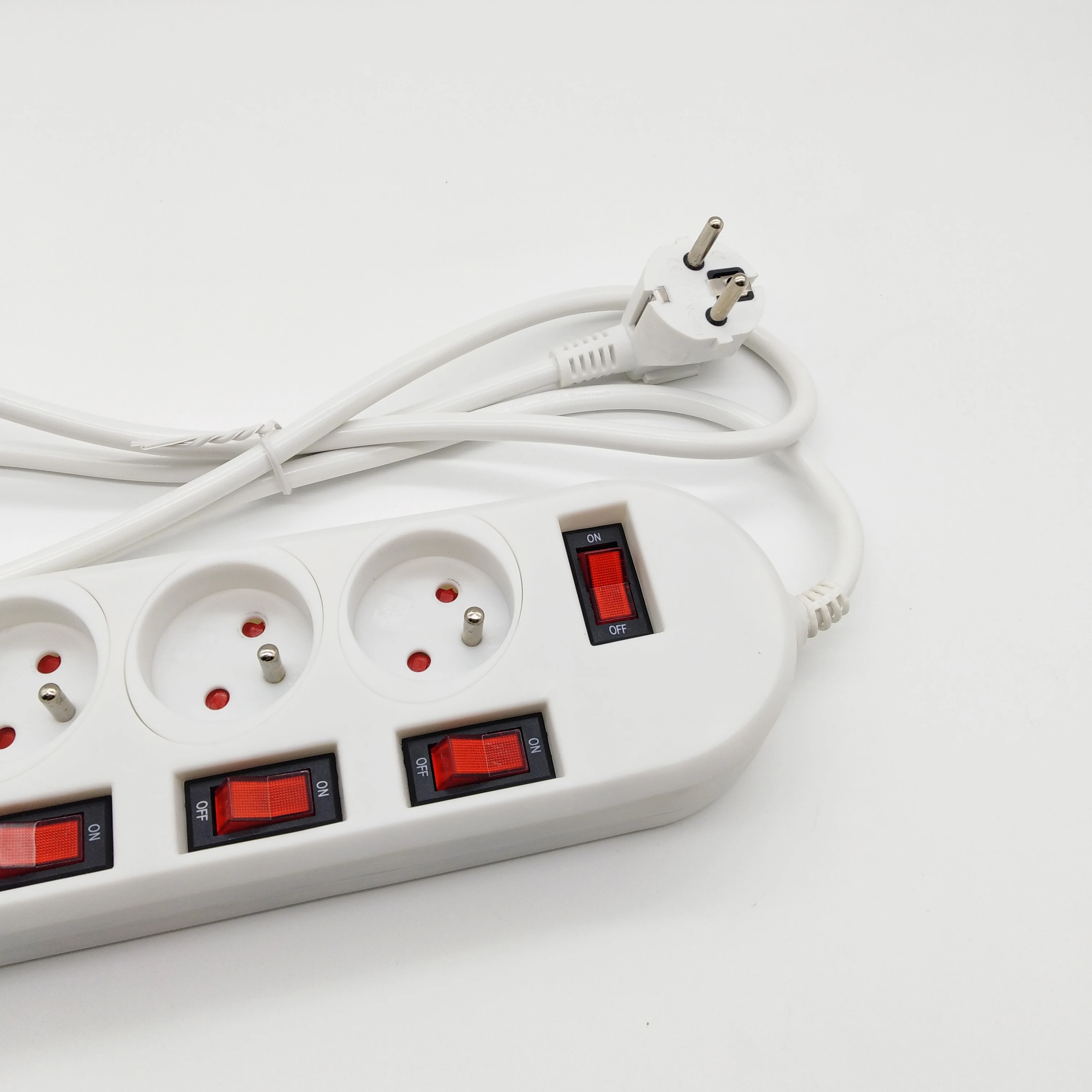Compact and Colorful Power Extension 5 Socket Ports with Independent Switches, Perfect for Home or Office
