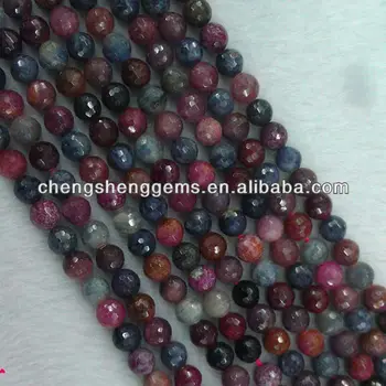 10mm natural round faceted ruby&sapphire AA grade loose gemstone beads for sale
