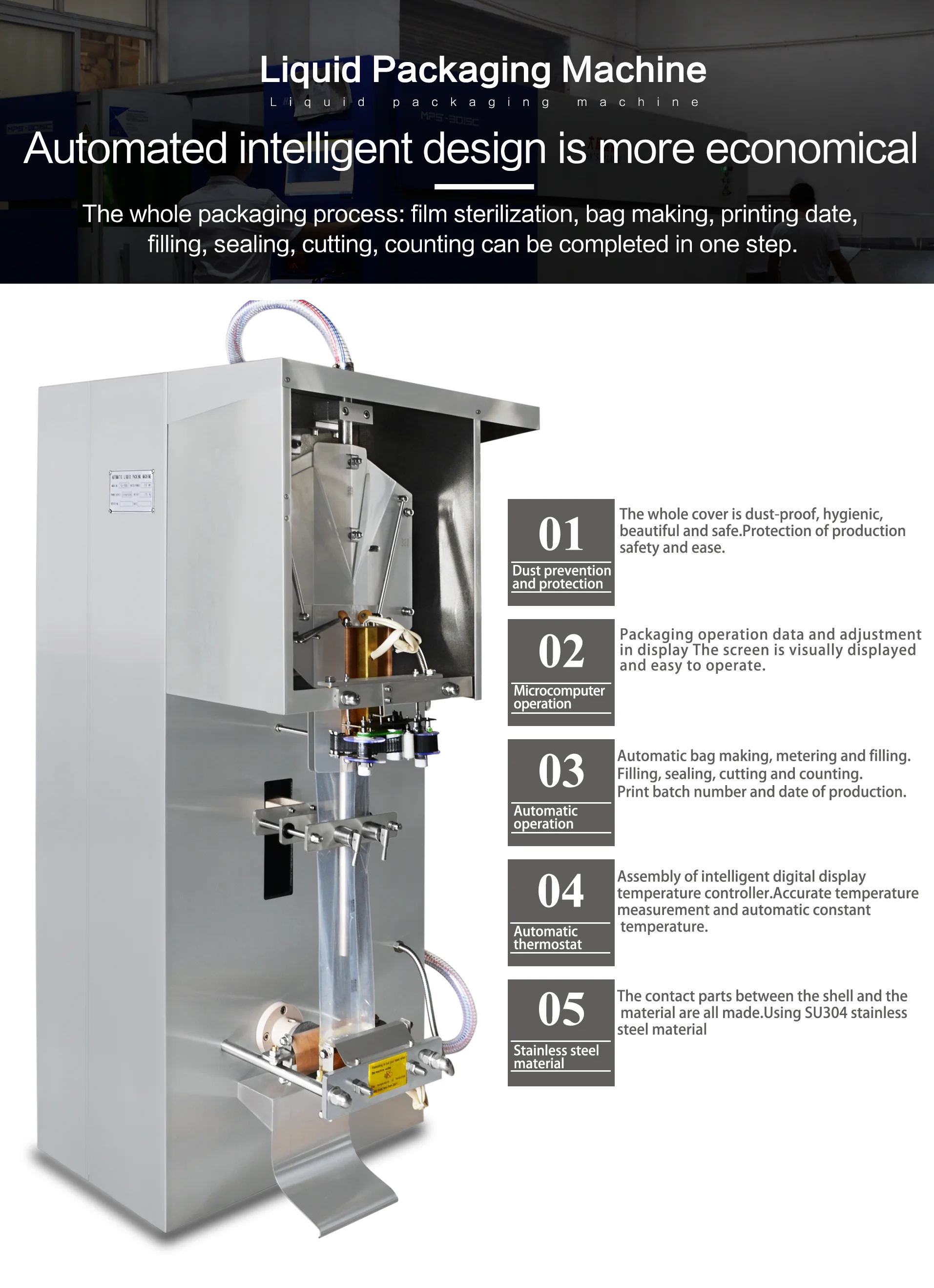 Sachet Water Filling Packaging Machine / Liquid packing Machine SJ1000