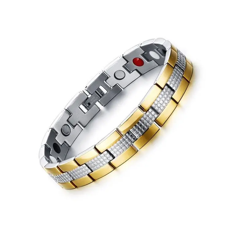 Популярный новый лечебный высокополированный мужской браслет из карбида вольфрама с золотым краем