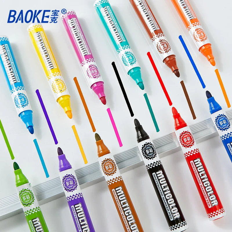 Восемь нетоксичных цветных маркеров для белой доски, одна коробка кистей 5 мм, Набор детских маркеров, распродажа