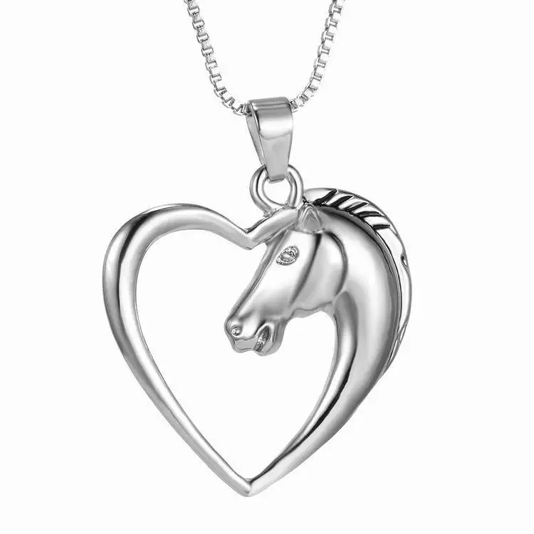 Wholesale Elegant Simple Heart-Shaped Horse Pendant Necklace Cute