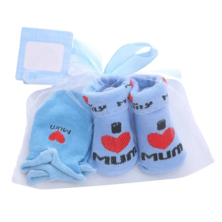 Подарочная упаковка из 100% хлопка, вязаные детские носки с варежками