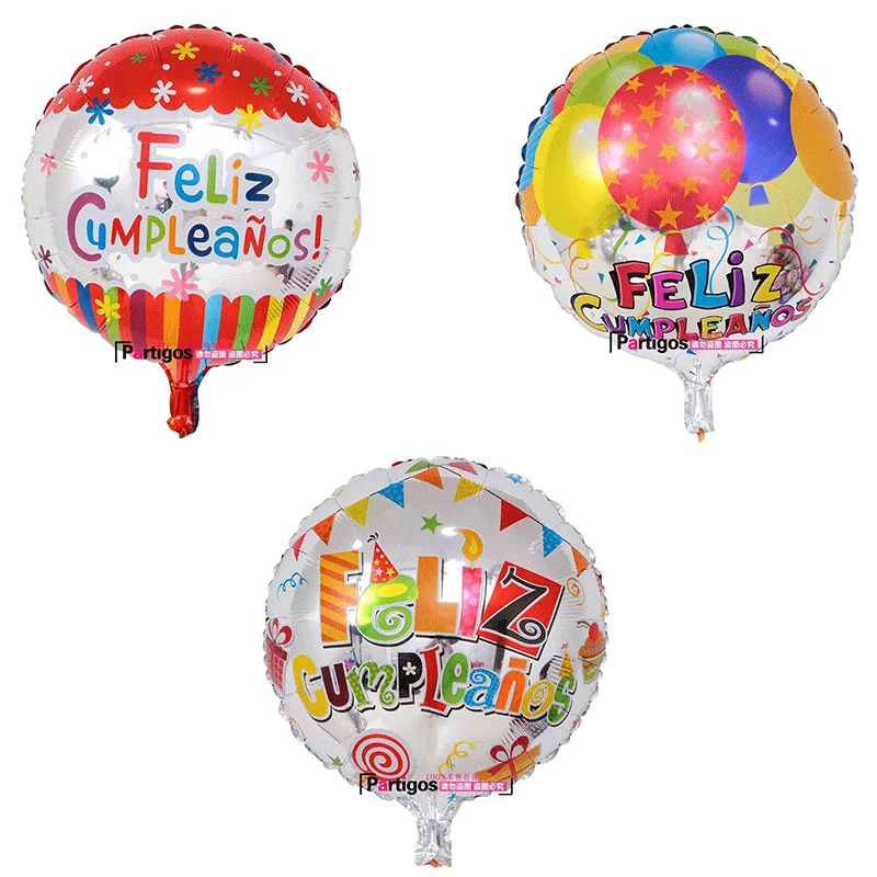 Furgos Party Ballons A L Helium Ronds Pour Anniversaire D Exterieur En Mylar Espagnol 18 Pouces Vente En Gros Ballons A Air Pour Fete Joyeux Anniversaire Buy Ballon Espagnol Ballon Rond Ballon Mylar Product On Alibaba Com