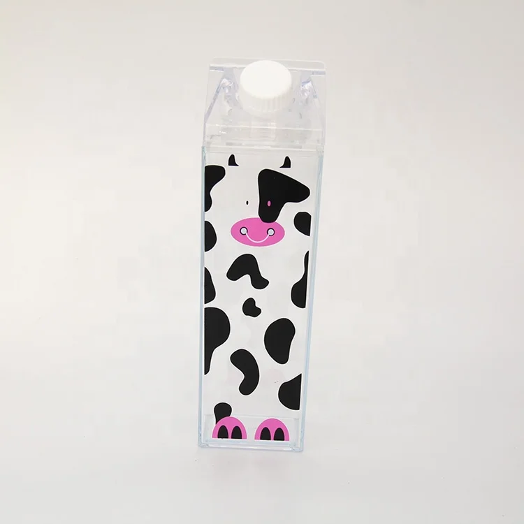 Cow Print Milk Carton Water Bottle (Pink)