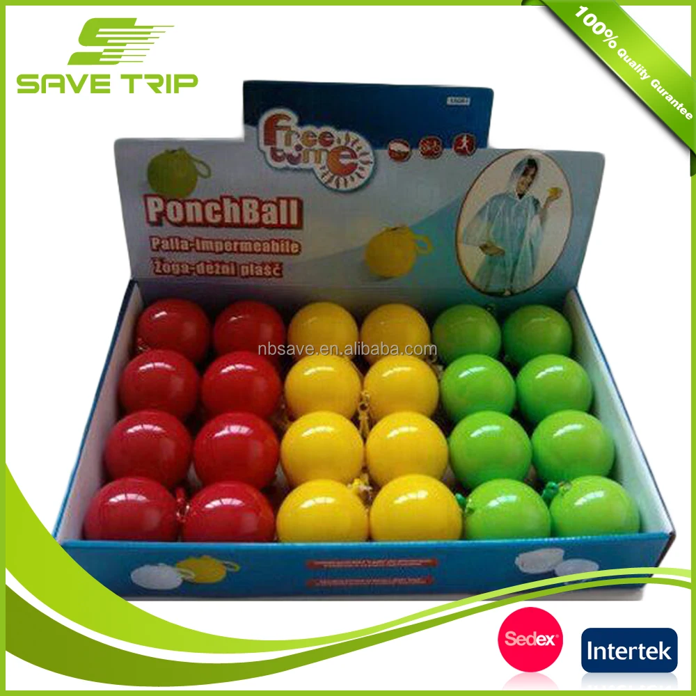 Display Box Packaging Cheap Price Waterproof Colorful PE Raincoat Rain Poncho Ball