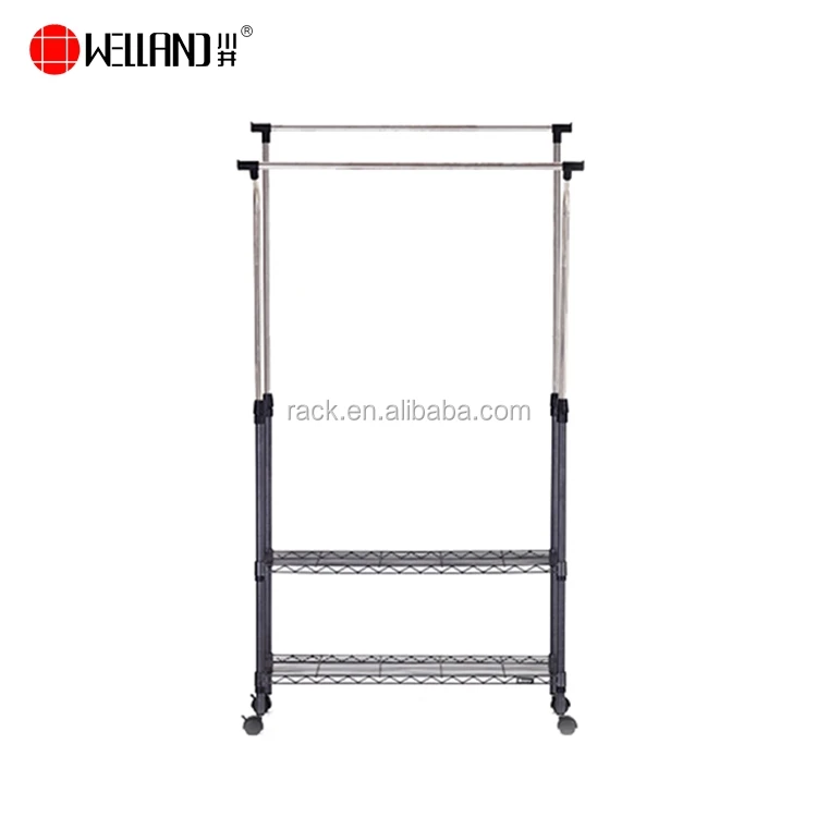 Простая металлическая домашняя вешалка для одежды с колесами