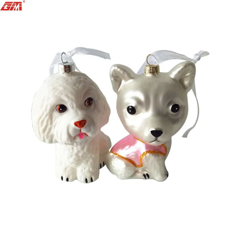 Hot Sale Glass Dog Shaped Christmas Tree Decoration Hanging Pendant factory