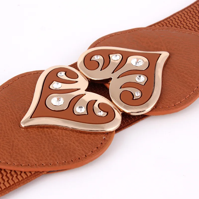 Wholesale 6.0cm Width Crown Shape Two Pieces Kiss Buckle Women Ladies Dressy Spandex Elastic Waist Band Belts