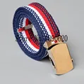 Children belt boy striped canvas belt with shiny buckle flexiable length toddlers stripe belt 85x3 0cm