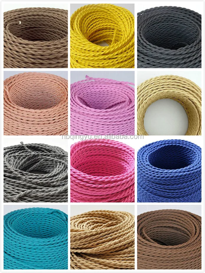 
 Текстильный тканевый кабель с тканевым покрытием провод в винтажном стиле гибкий электрический кабель  