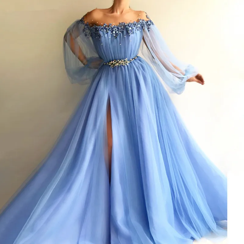 Muslim Evening Dresses with Long Sleeves - Tulle & Pearls Muslim Evening Dresses with Long Sleeves - Tulle & Pearls