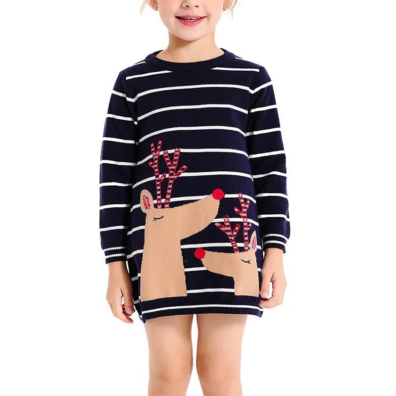 Pull Tricoté Noël Enfant Rouge Flocon De Neige - Robe Hiver Bébé Fille Garçon Chaud Et Festif