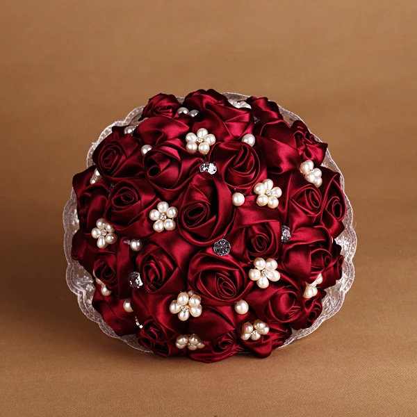 Handmade Luxury Crystal Pearls Flowers Bridal Bouquet Wedding Flowers Brooch Hot 