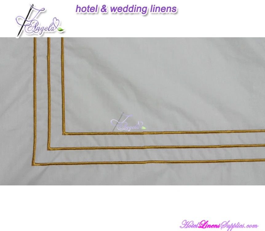 Простой белый сатин отель Оксфорд стиль пользовательского вышитые наволочка с вышивкой границы