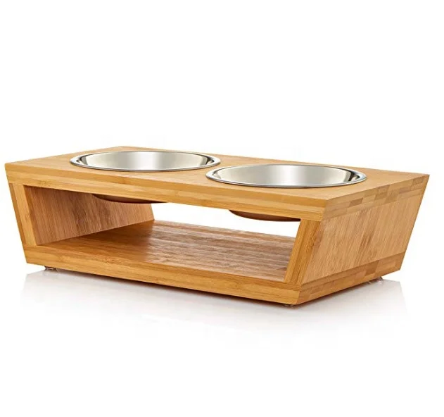 Double Bowl Raised Stand Comes with Extra Two Stainless Steel Bowls Perfect for Small Dogs and Cats Premium Elevated Dog and Cat Pet Feeder 