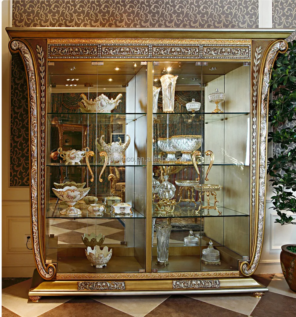 Luxury French Baroque Style Golden Four Door Gl Display Cabinet 10000 45c W Jpg Four Doors Display Cabinet