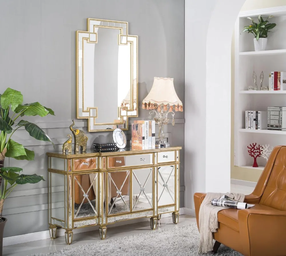 Living Room Furniture Mirrored Side Cupboard Buy Mirrored