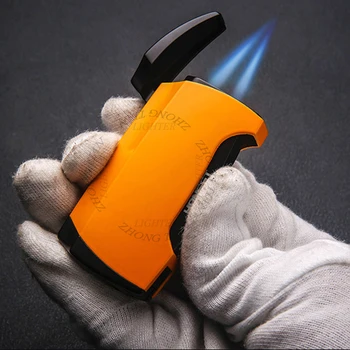 2020 Honest Brand Classic double flame jet lighter for cigar Metal refillable torch Butane lighter for gift