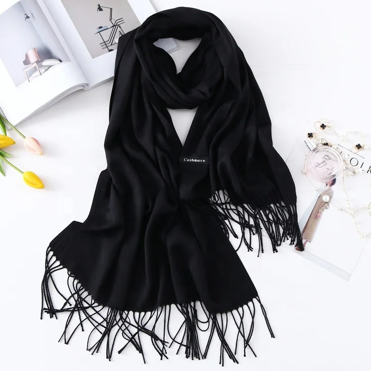 Black scarf pashmina black shawl for women