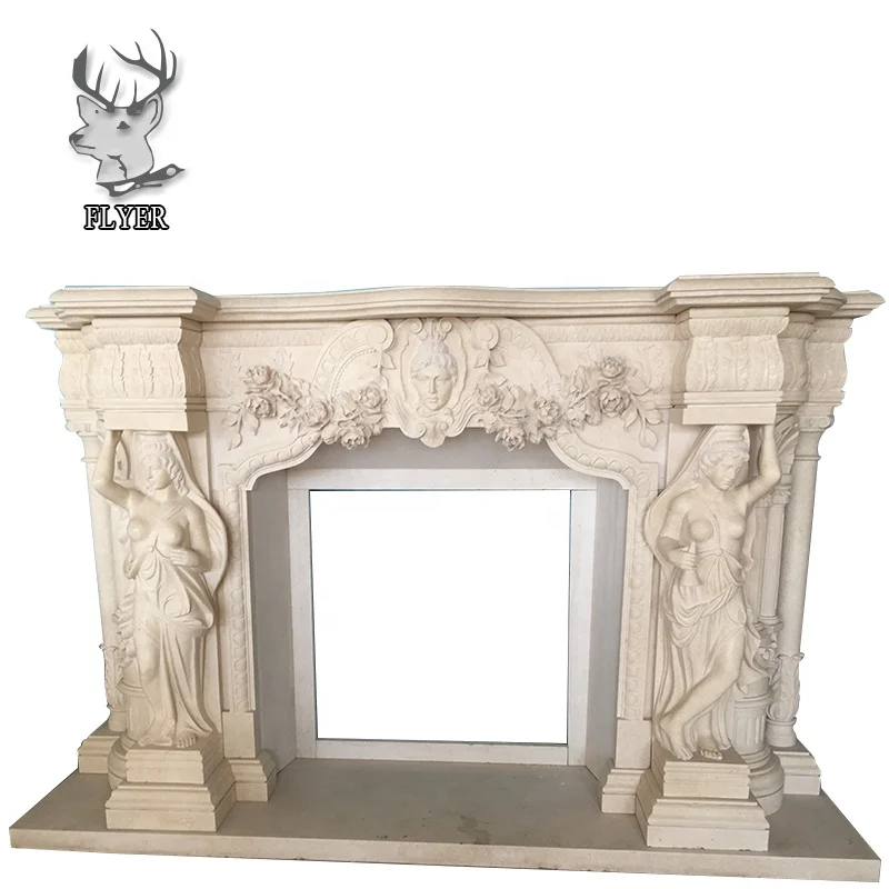 Европейский культивированный мраморный камин с объемным изображением цветов для