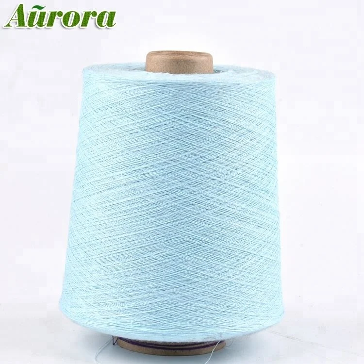 Factory custom 24S recycled yarn cotton light blue fabric recycled yarn