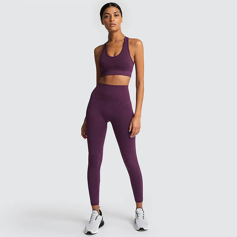 Wholesale 2/3PCS Cute Stylish Gym Outfits Seamless Ropa De Yoga Clothing  for Women, Sexy Asymmetric Workout Bra + High Waist Leggings Activewear Set  - China Ropa De Yoga and Sexy Gym Clothes