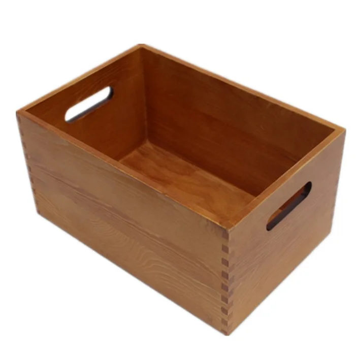 Handle Style Custom Design Wood Storage Box Without Lid
