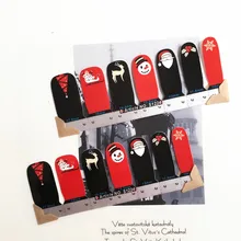 Merry Xmas Snowman Santa Nail Arts Stickers 14 pcs set Full Tape Patch Waterproof Foils Decals