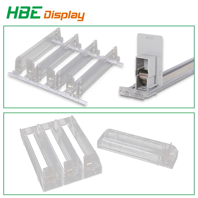 Adjustable Acrylic Merchandiser Shelf Pusher for Supermarket Gondolas