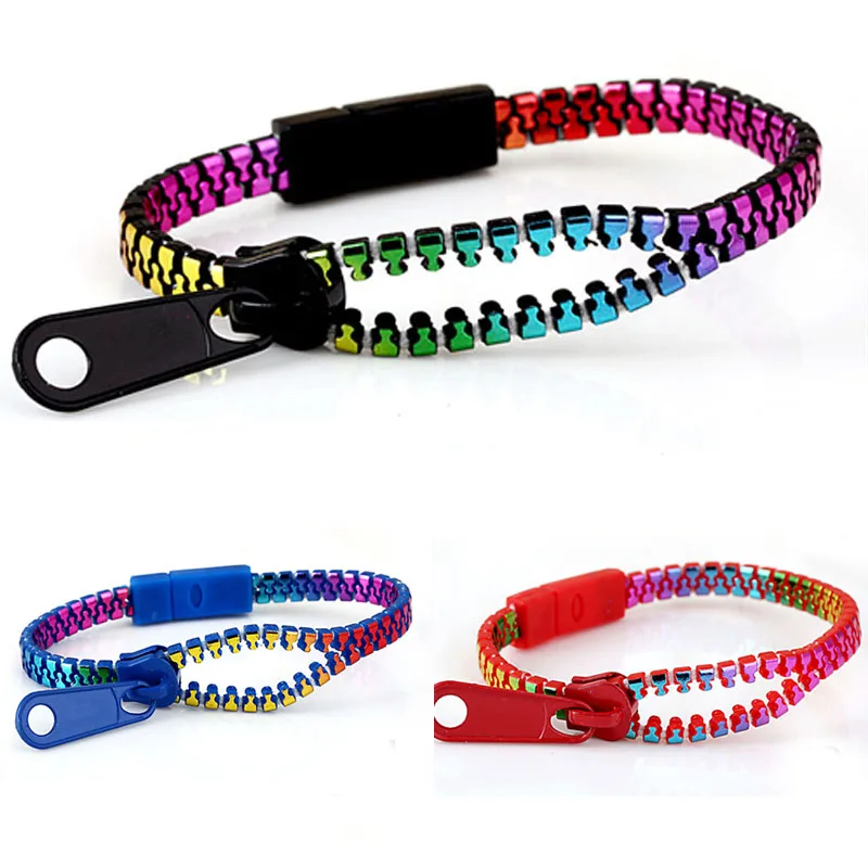 NEW Free shipping Jewelry charm Zip Bracelet/Bangle Zipper fluorescent purpleF01 