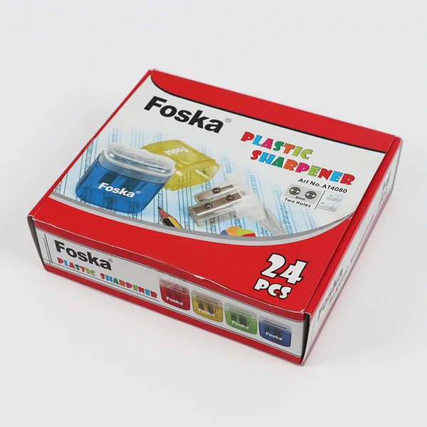 
Прозрачная цветная пластиковая точилка для карандашей с двумя отверстиями для школы и детей 