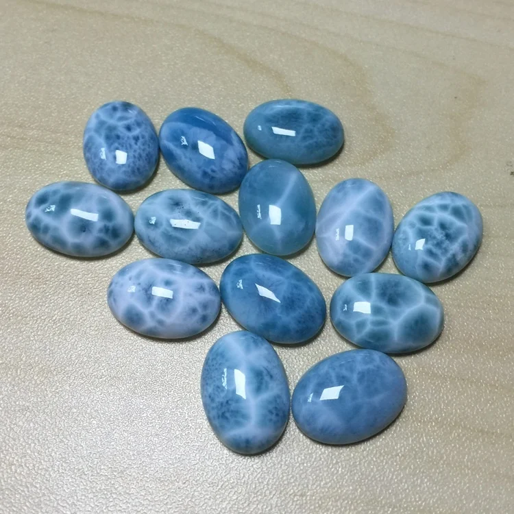 Natural Larimar Oval Shape Cabochon Loose Gemstone,14.00 Ct Larimar Loose Gemstone,Top Quality,For Making Jewelry,Flat Back Cabochon PS-436